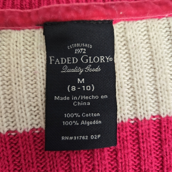 Faded Glory Y2K Striped Cable Knit Sweater Women's M Vtg Mean Girls Preppy - Picture 5 of 10